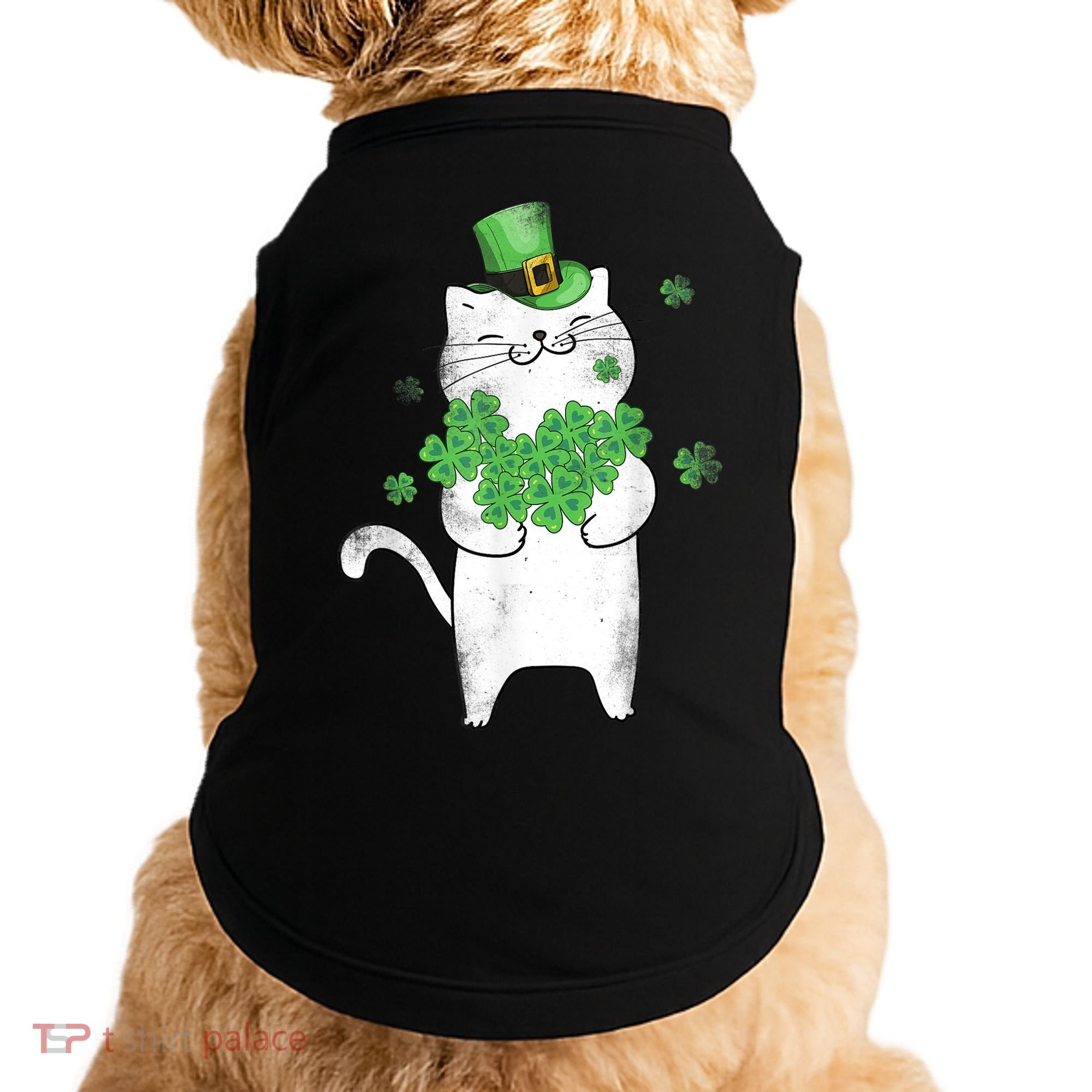 Cat Leprechaun Gift Cat Lover Shamrock Gift St Patrick's Day Gift Doggie Tank