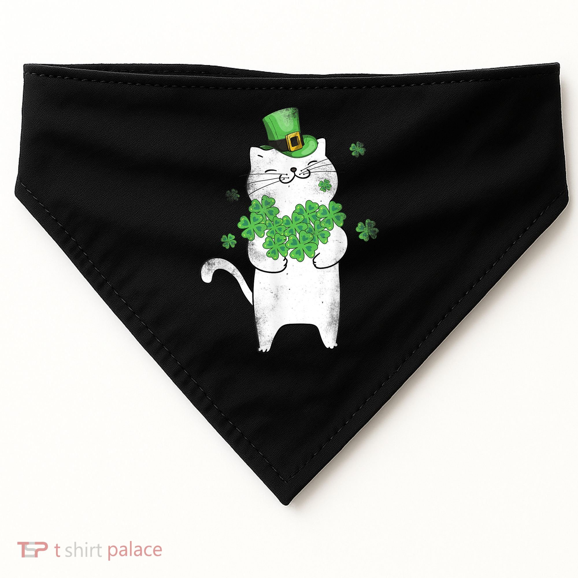 Cat Leprechaun Gift Cat Lover Shamrock Gift St Patrick's Day Gift USA-Made Doggie Bandana