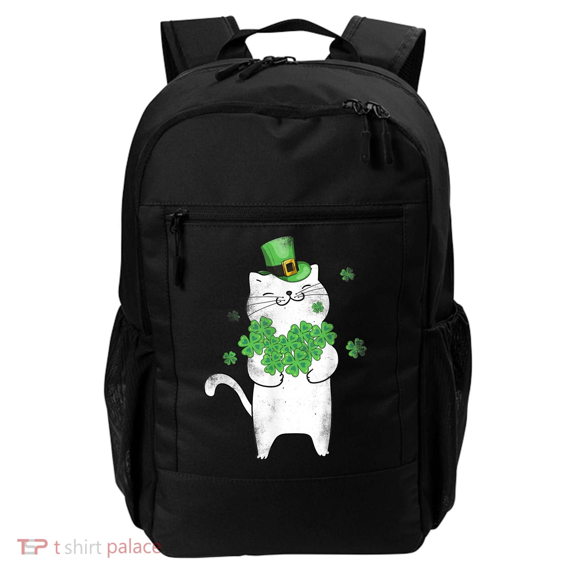 Cat Leprechaun Gift Cat Lover Shamrock Gift St Patrick's Day Gift Backpack