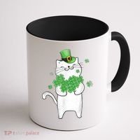 Cat Leprechaun Gift Cat Lover Shamrock Gift St Patrick's Day Gift Coffee Mug thumb 1