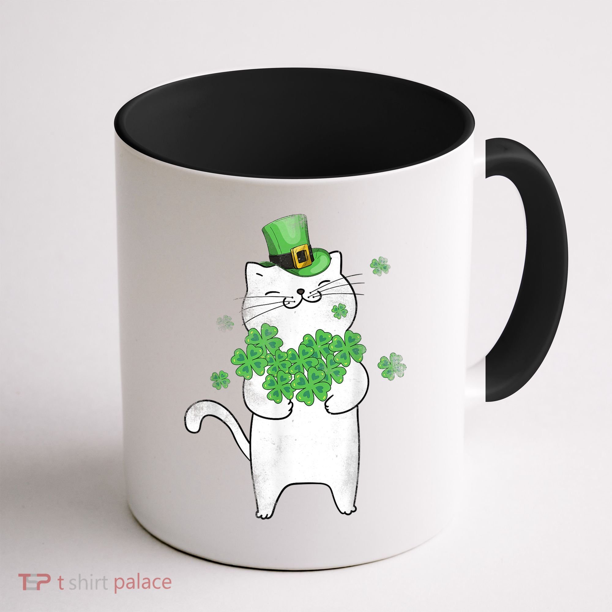 Cat Leprechaun Gift Cat Lover Shamrock Gift St Patrick's Day Gift Coffee Mug