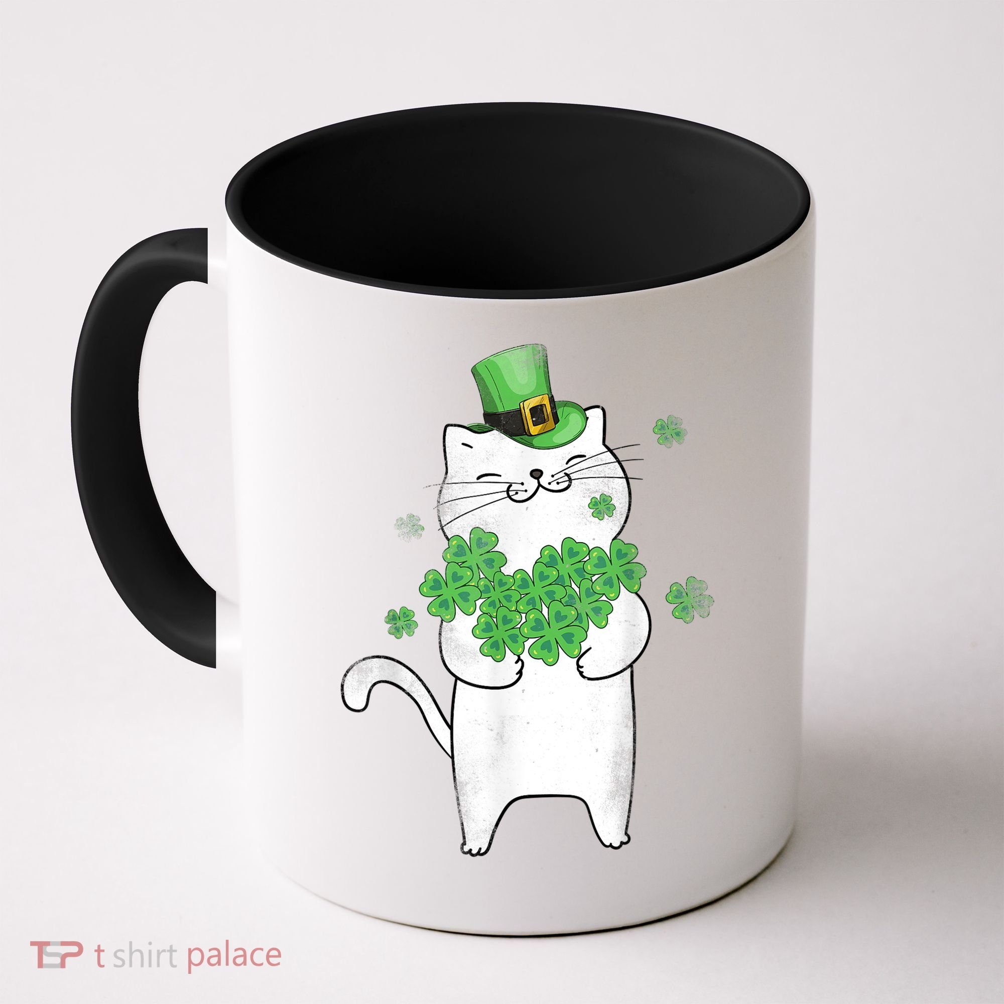 Cat Leprechaun Gift Cat Lover Shamrock Gift St Patrick's Day Gift Coffee Mug
