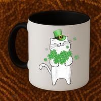 Cat Leprechaun Gift Cat Lover Shamrock Gift St Patrick's Day Gift Coffee Mug thumb 2