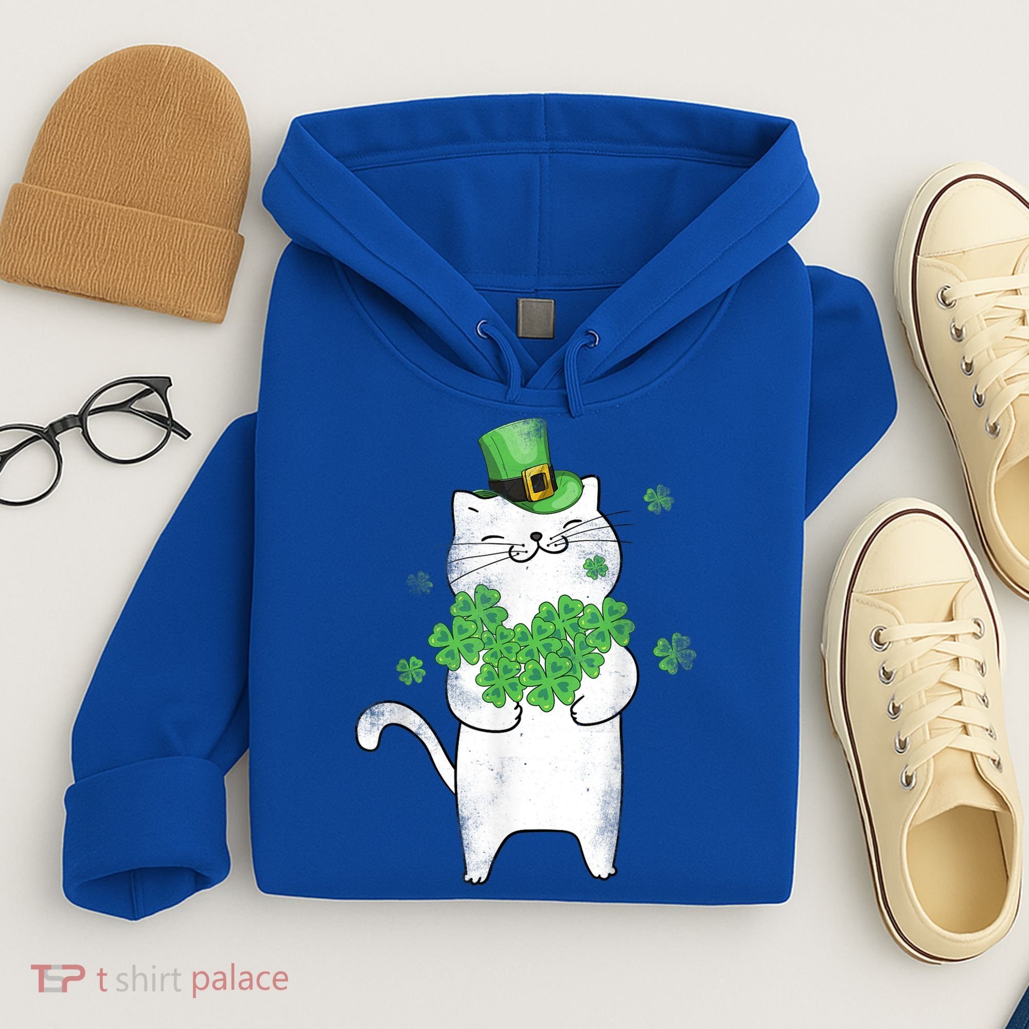 Cat Leprechaun Gift Cat Lover Shamrock Gift St Patrick's Day Gift Hoodie