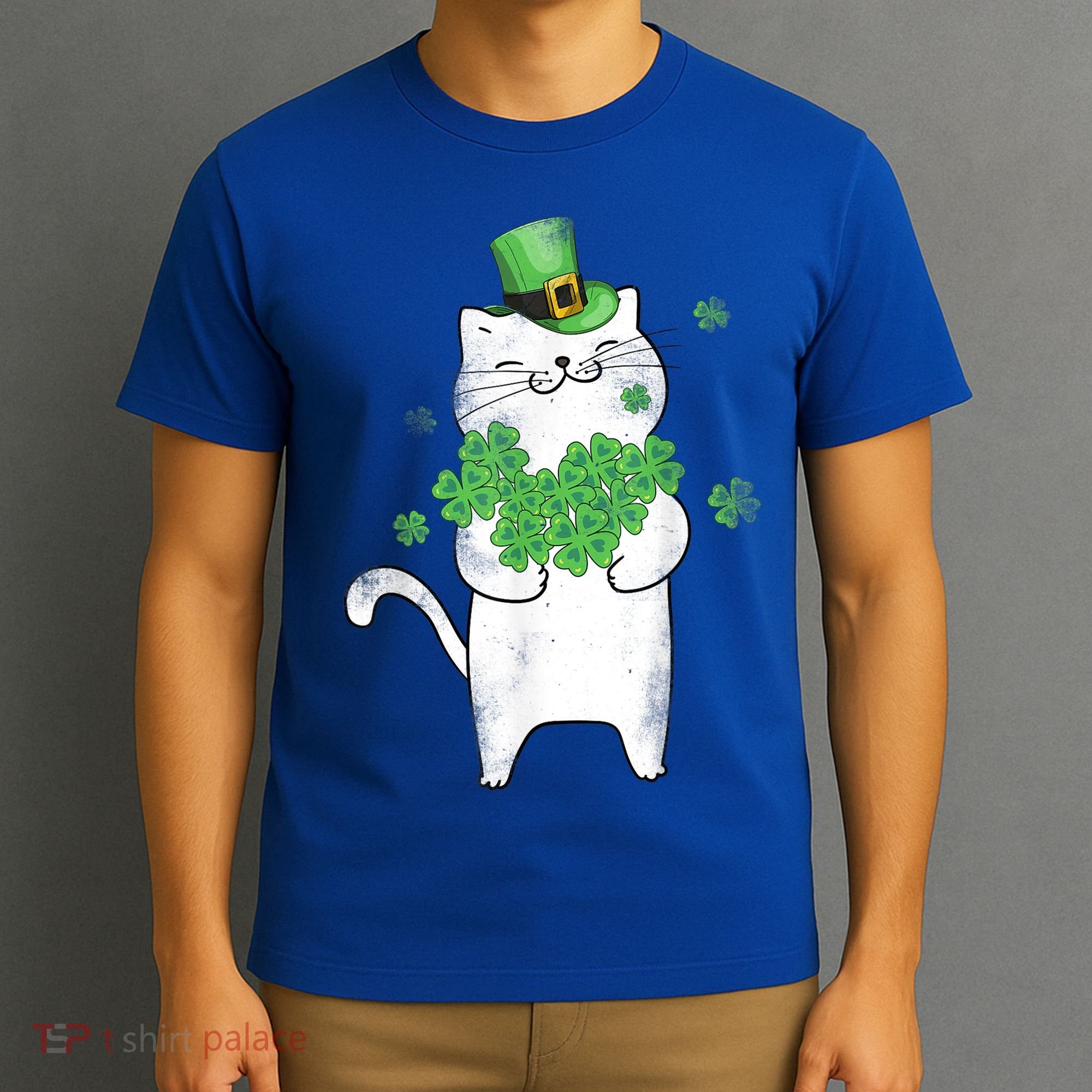 Cat Leprechaun Gift Cat Lover Shamrock Gift St Patrick's Day Gift T-Shirt
