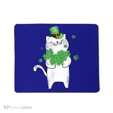 Cat Leprechaun Gift Cat Lover Shamrock Gift St Patrick's Day Gift Mousepad