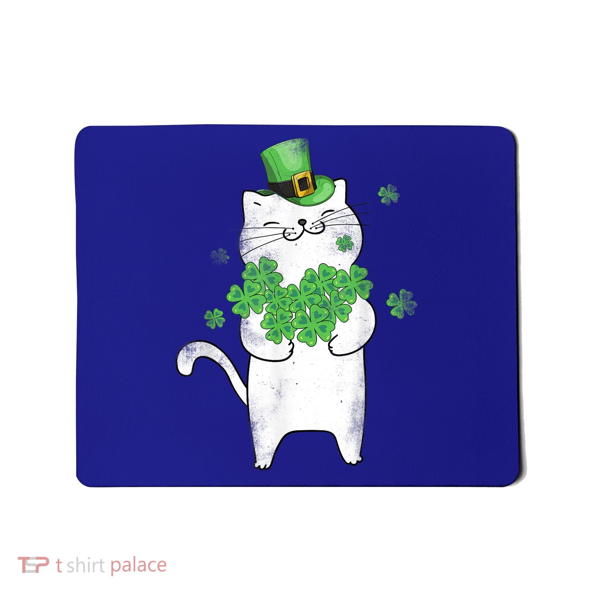 Cat Leprechaun Gift Cat Lover Shamrock Gift St Patrick's Day Gift Mousepad