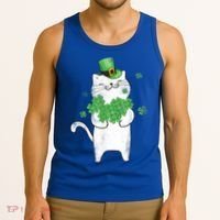 Cat Leprechaun Gift Cat Lover Shamrock Gift St Patrick's Day Gift Tank Top thumb 3