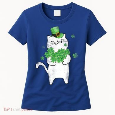 Cat Leprechaun Gift Cat Lover Shamrock Gift St Patrick's Day Gift Women's T-Shirt