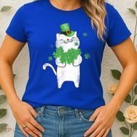 Cat Leprechaun Gift Cat Lover Shamrock Gift St Patrick's Day Gift Women's T-Shirt thumb 2