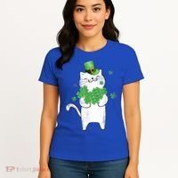 Cat Leprechaun Gift Cat Lover Shamrock Gift St Patrick's Day Gift Women's T-Shirt thumb 4
