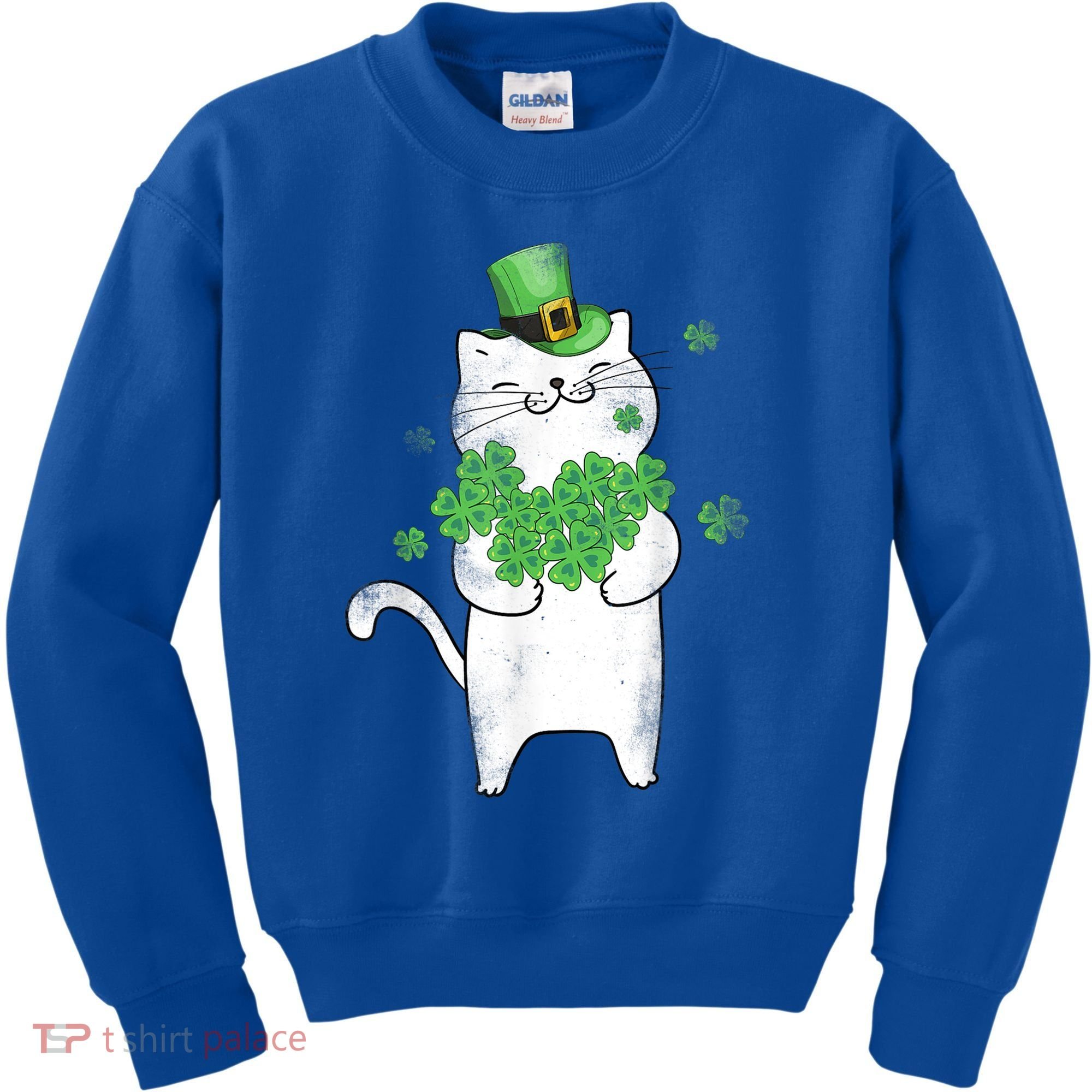 Cat Leprechaun Gift Cat Lover Shamrock Gift St Patrick's Day Gift Kids Sweatshirt