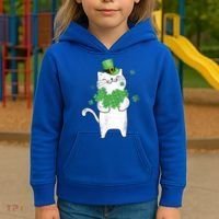 Cat Leprechaun Gift Cat Lover Shamrock Gift St Patrick's Day Gift Kids Hoodie thumb 3