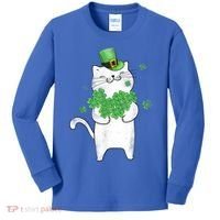 Cat Leprechaun Gift Cat Lover Shamrock Gift St Patrick's Day Gift Kids Long Sleeve Shirt thumb 0
