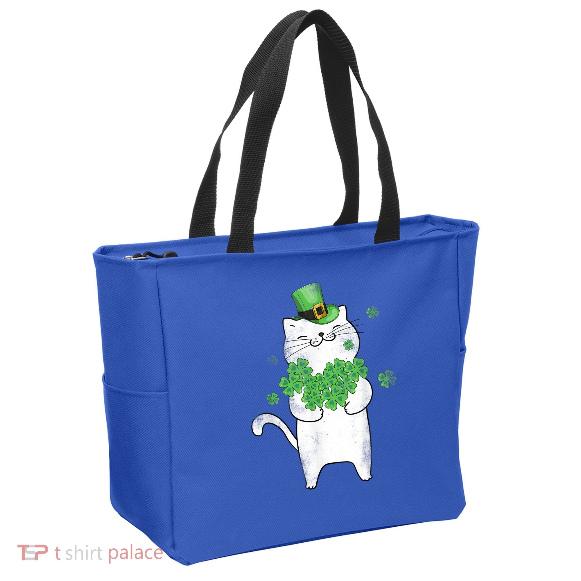 Cat Leprechaun Gift Cat Lover Shamrock Gift St Patrick's Day Gift Tote Bag
