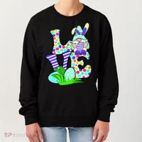 Cute Love Gnome Easter Egg Hunting Bunny Women's Sweatshirt thumb 0