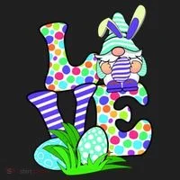Cute Love Gnome Easter Egg Hunting Bunny Women's Sweatshirt thumb 2