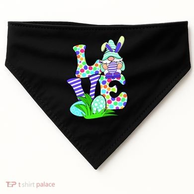 Cute Love Gnome Easter Egg Hunting Bunny USA-Made Doggie Bandana