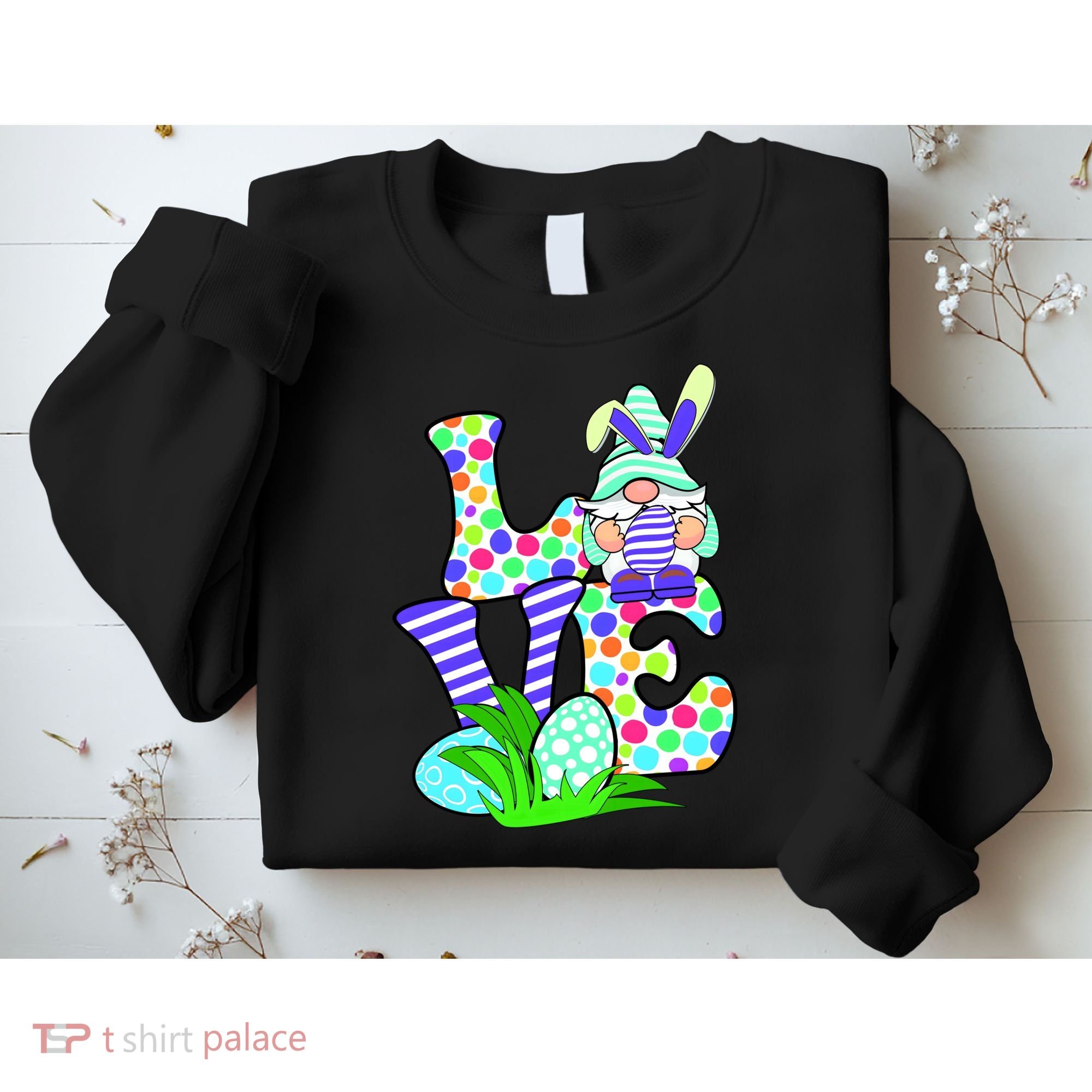 Cute Love Gnome Easter Egg Hunting Bunny Sweatshirt