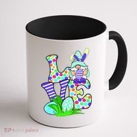 Cute Love Gnome Easter Egg Hunting Bunny Coffee Mug thumb 1
