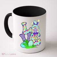 Cute Love Gnome Easter Egg Hunting Bunny Coffee Mug thumb 0