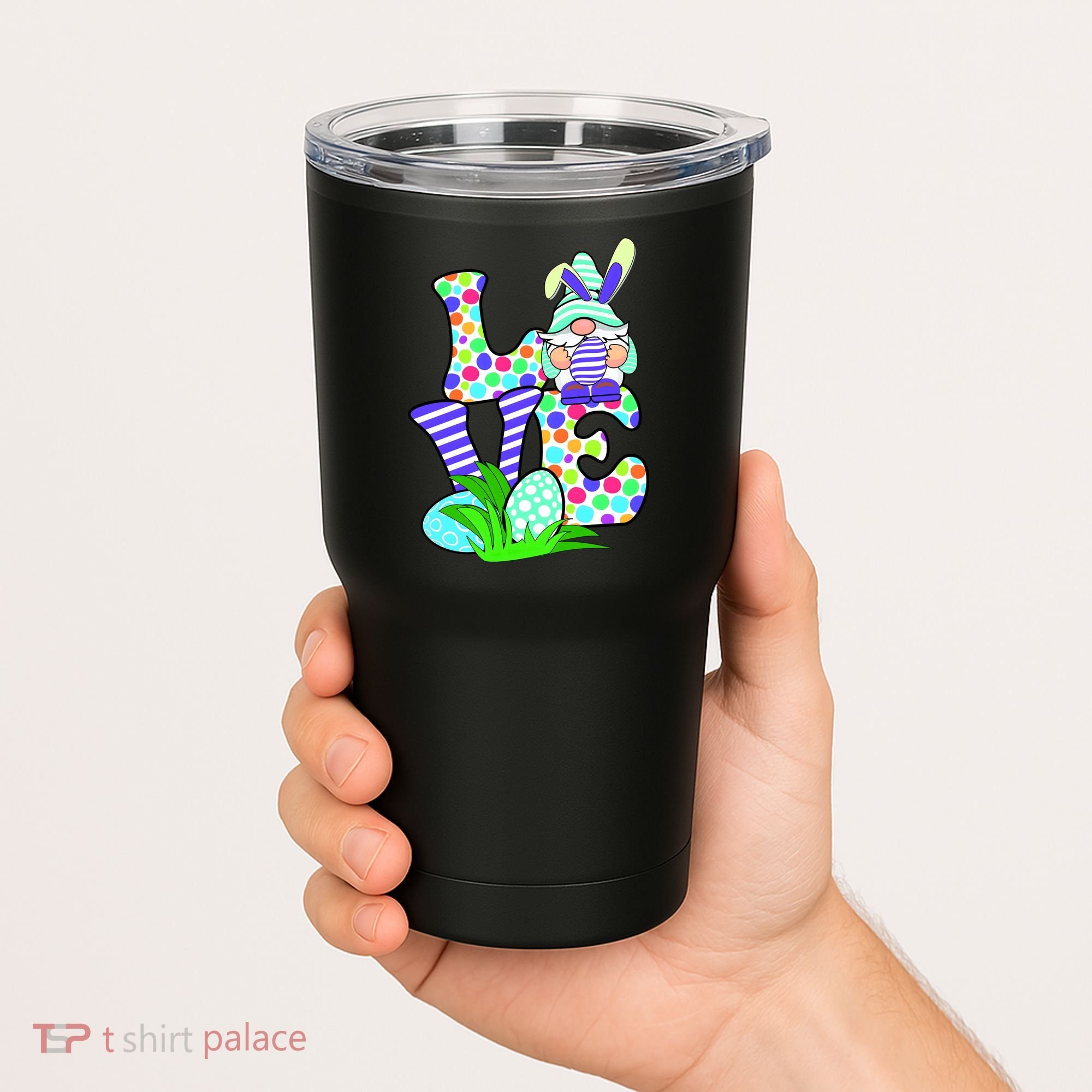 Cute Love Gnome Easter Egg Hunting Bunny Tumbler