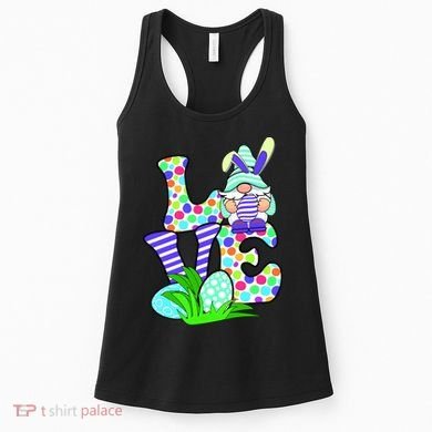 Cute Love Gnome Easter Egg Hunting Bunny Women's Tank Top