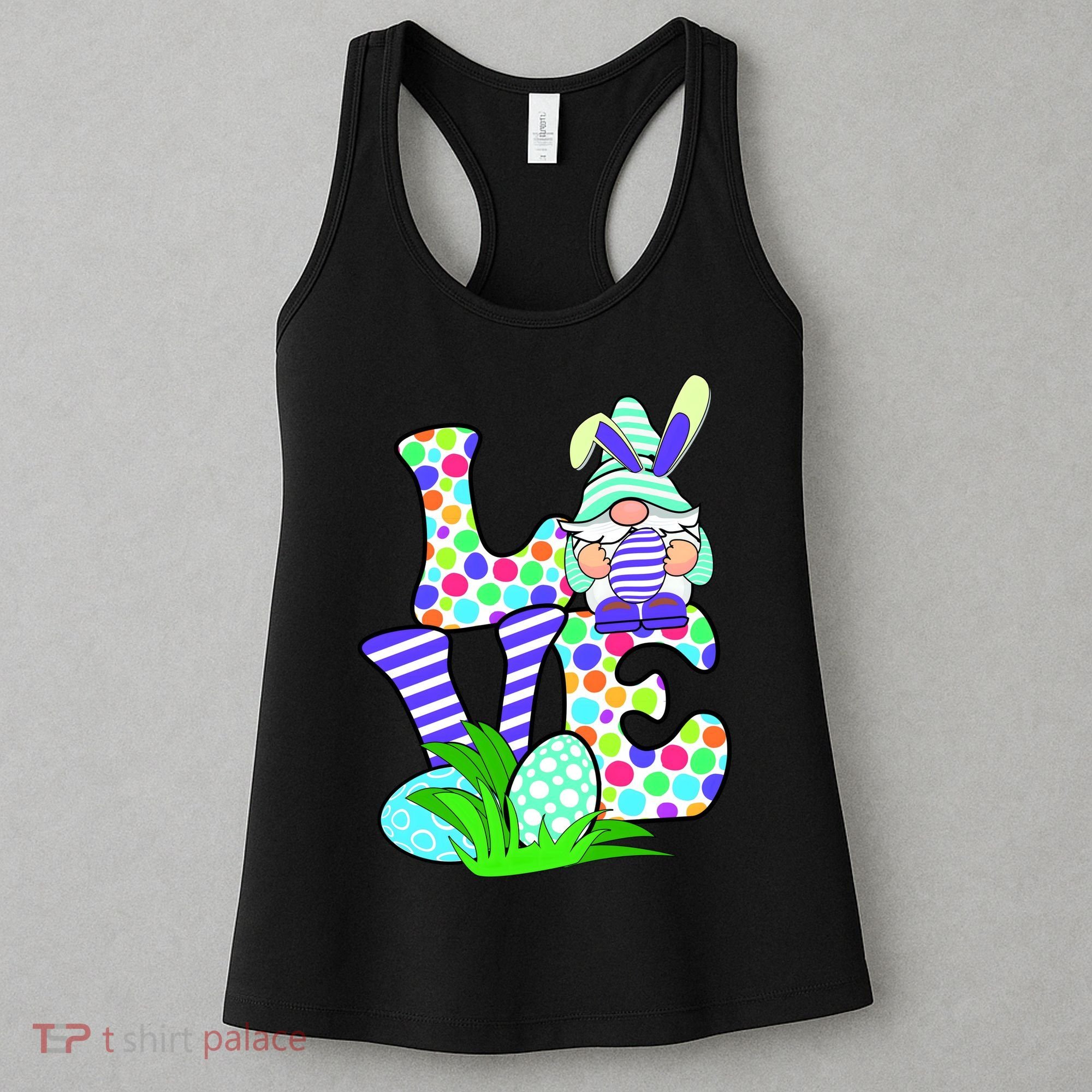 Cute Love Gnome Easter Egg Hunting Bunny Women's Tank Top