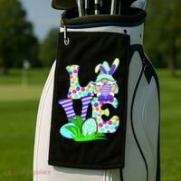 Cute Love Gnome Easter Egg Hunting Bunny Golf Towel thumb 2