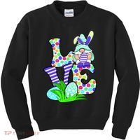 Cute Love Gnome Easter Egg Hunting Bunny Kids Sweatshirt thumb 0