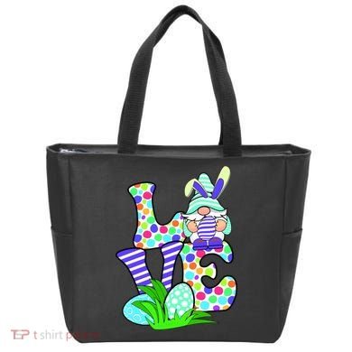 Cute Love Gnome Easter Egg Hunting Bunny Tote Bag