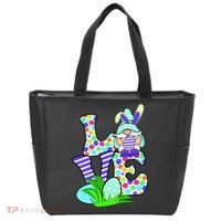 Cute Love Gnome Easter Egg Hunting Bunny Tote Bag thumb 0