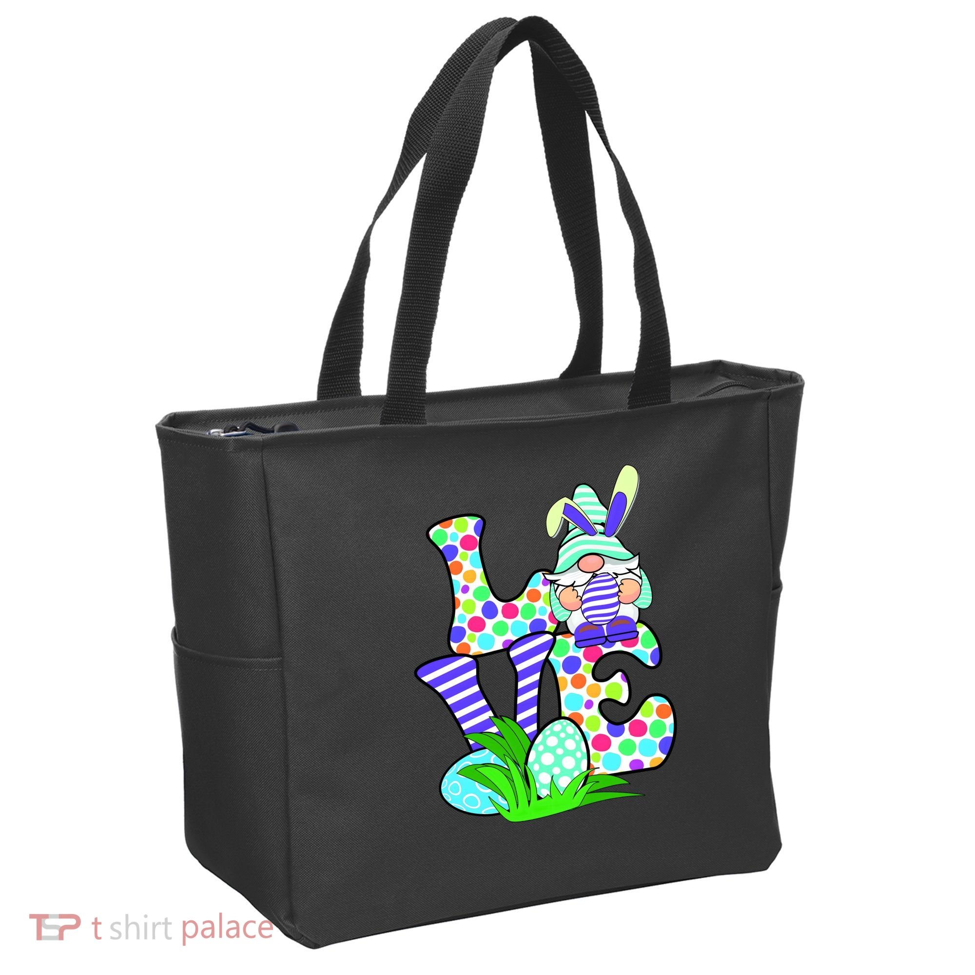 Cute Love Gnome Easter Egg Hunting Bunny Tote Bag