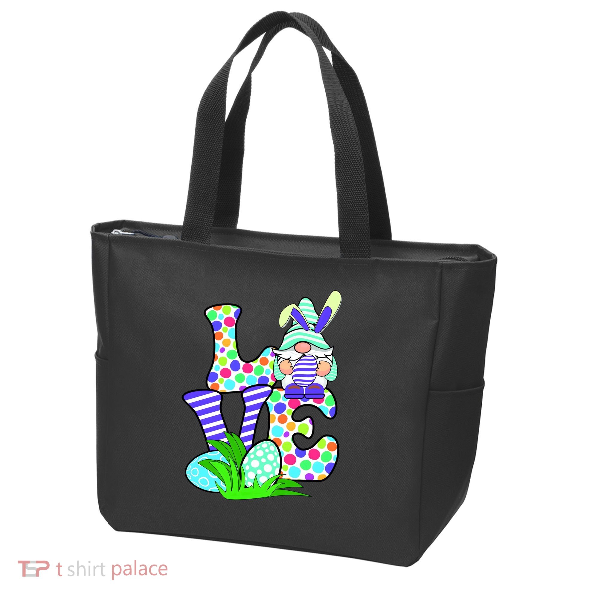 Cute Love Gnome Easter Egg Hunting Bunny Tote Bag