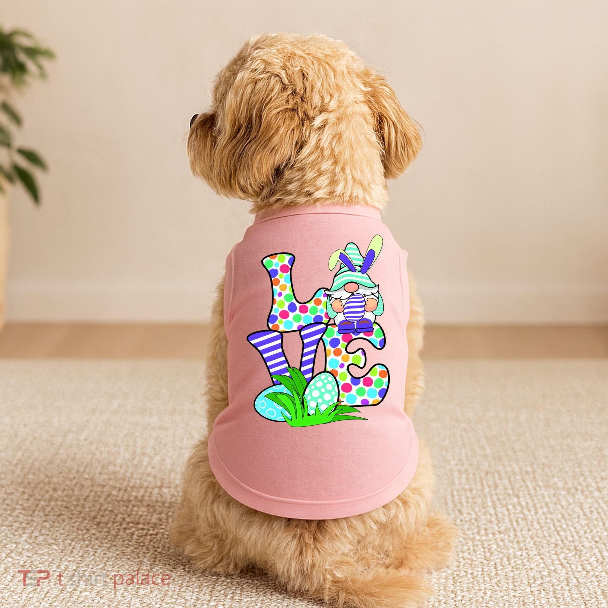 Cute Love Gnome Easter Egg Hunting Bunny Doggie Tank