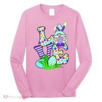 Cute Love Gnome Easter Egg Hunting Bunny Long Sleeve Shirt thumb 0