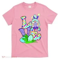 Cute Love Gnome Easter Egg Hunting Bunny T-Shirt thumb 0