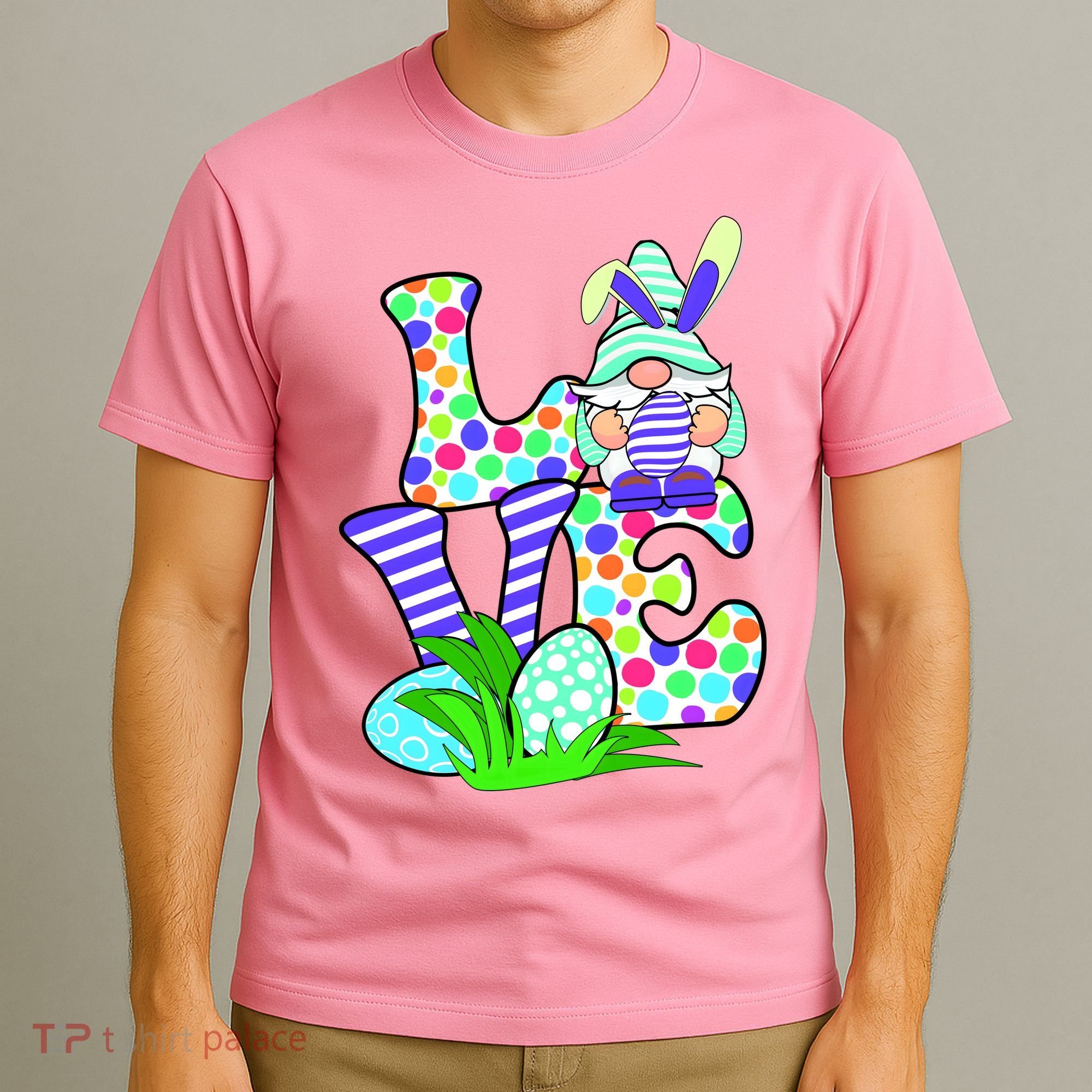 Cute Love Gnome Easter Egg Hunting Bunny T-Shirt