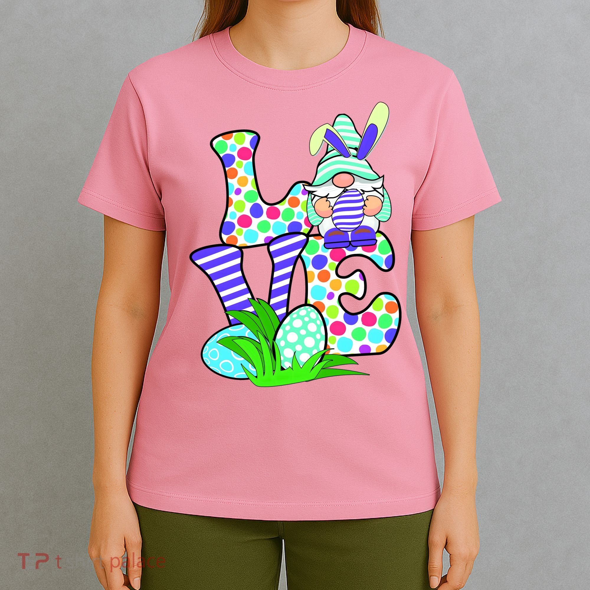 Cute Love Gnome Easter Egg Hunting Bunny T-Shirt