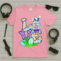 Cute Love Gnome Easter Egg Hunting Bunny T-Shirt thumb 5
