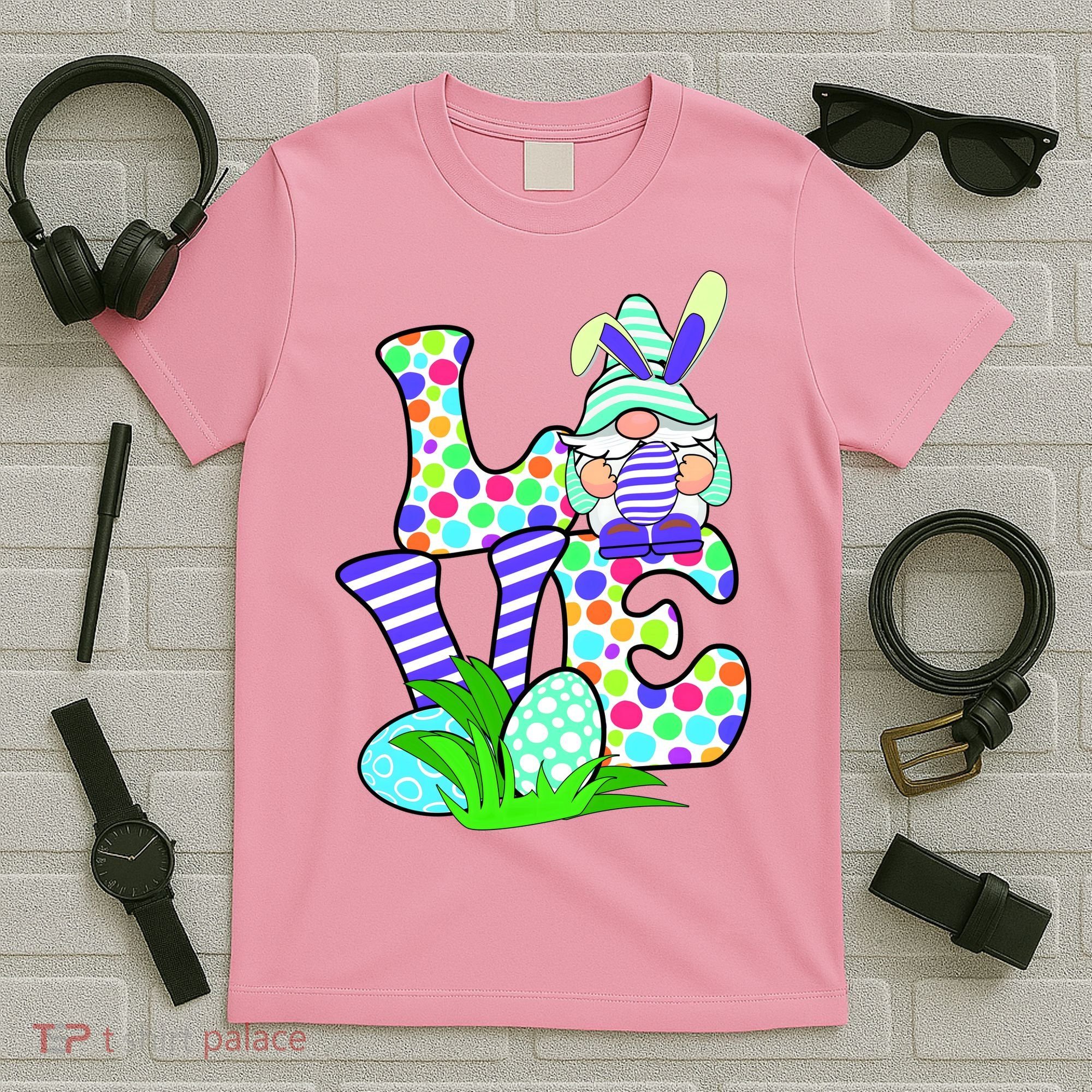 Cute Love Gnome Easter Egg Hunting Bunny T-Shirt