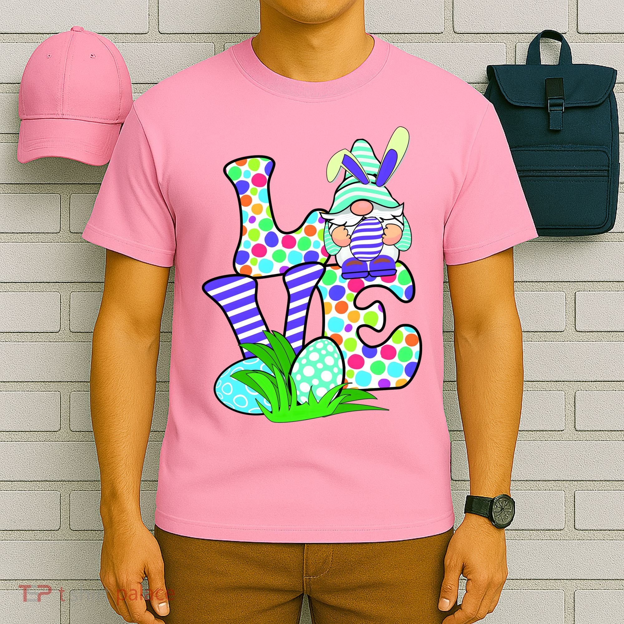 Cute Love Gnome Easter Egg Hunting Bunny T-Shirt