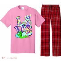 Cute Love Gnome Easter Egg Hunting Bunny Pajama Set thumb 0