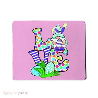 Cute Love Gnome Easter Egg Hunting Bunny Mousepad