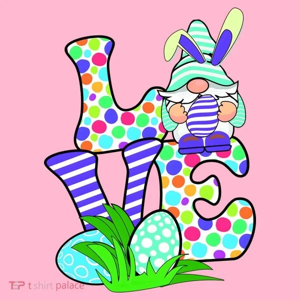 Cute Love Gnome Easter Egg Hunting Bunny Women's T-Shirt