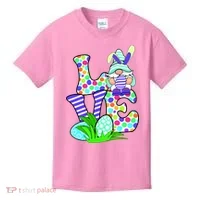 Cute Love Gnome Easter Egg Hunting Bunny Kids T-Shirt thumb 0