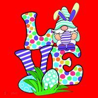 Cute Love Gnome Easter Egg Hunting Bunny Santa Hat thumb 1