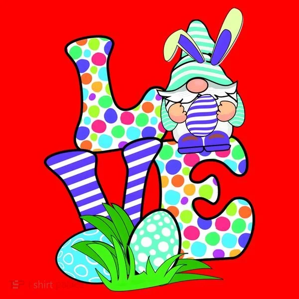 Cute Love Gnome Easter Egg Hunting Bunny Santa Hat