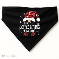 Coffee Loving Gnome Christmas Buffalo Plaid Family Matching USA-Made Doggie Bandana thumb 0