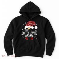 Coffee Loving Gnome Christmas Buffalo Plaid Family Matching Hoodie thumb 0